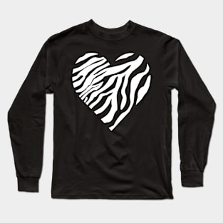 White zebra heart for dark background Long Sleeve T-Shirt